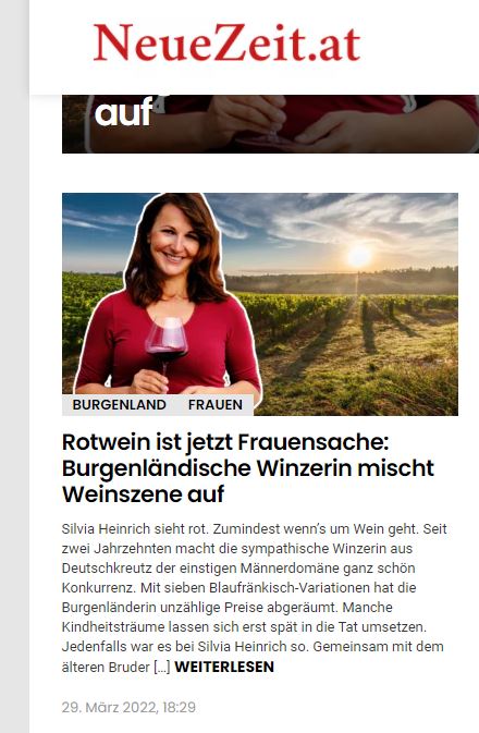 NeueZeit.at vom 29. März 2022 - Rotwein ist jetzt Frauensache