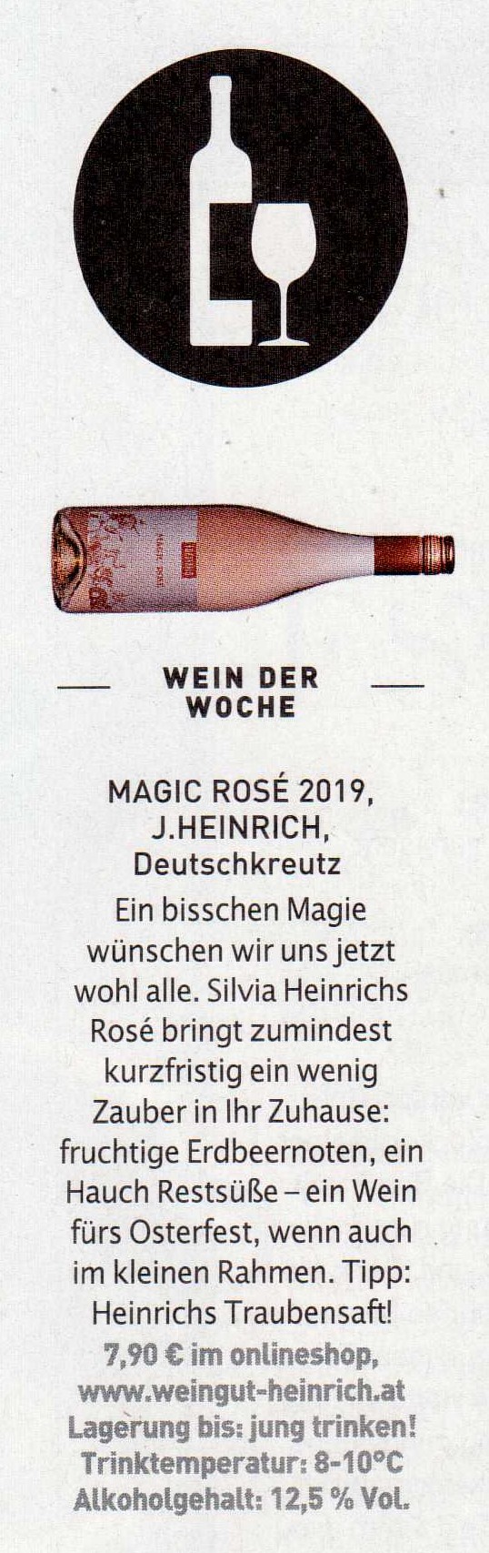 Kurier Freizeit - Magic Rosé 2019 - Weingut Silvia Heinrich